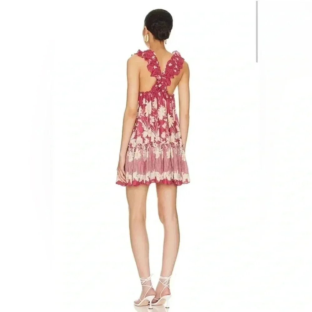 NWT Free People Intimately Bali Wild Daisy Slip Mini Dress Renaissance Red Combo - Picture 5 of 8